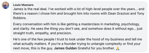 James Guldan client testimonial
